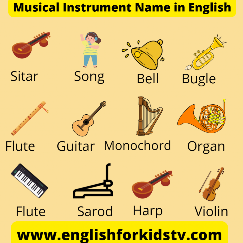 Musical Instruments Name With Pictures - English For Kids