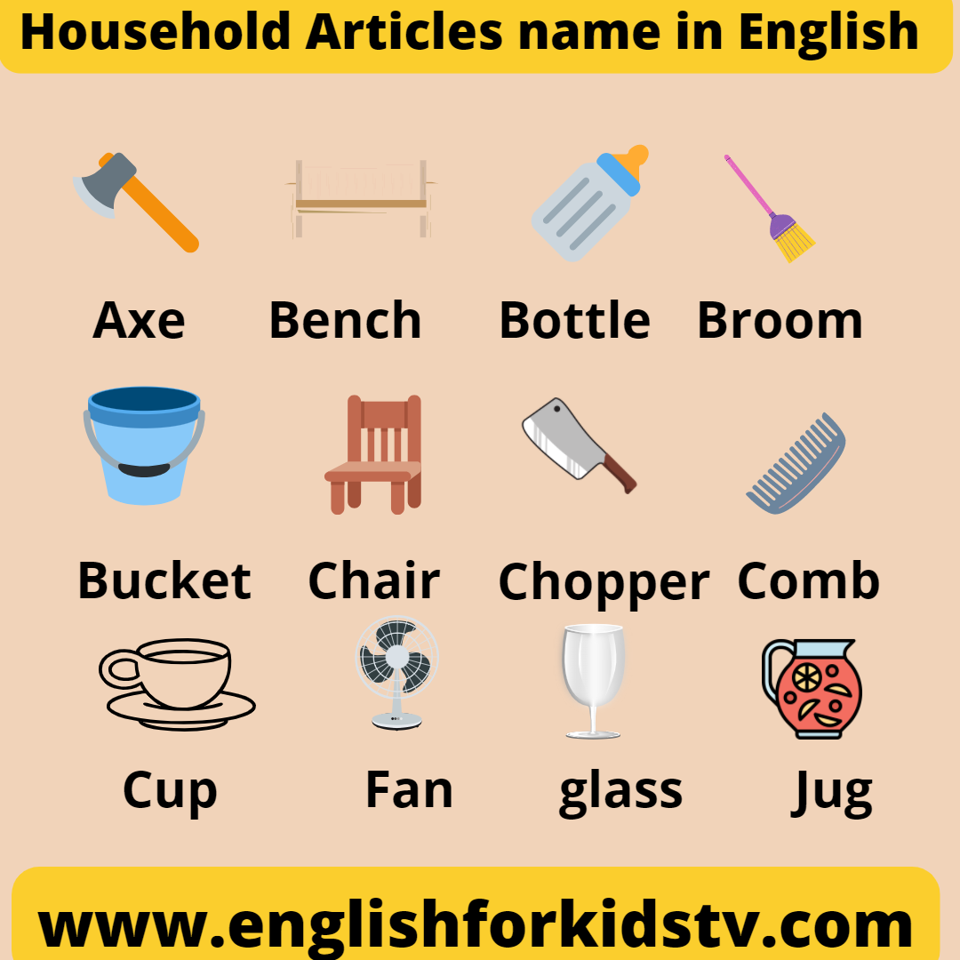 Household Articles name in English with picture