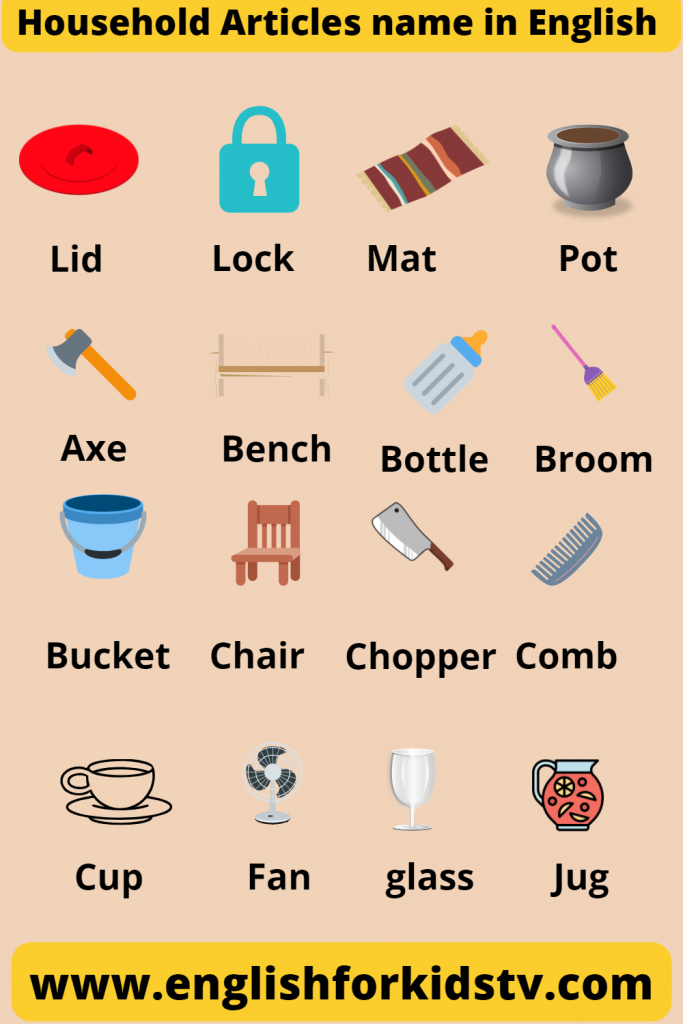 Household Articles name in English with picture