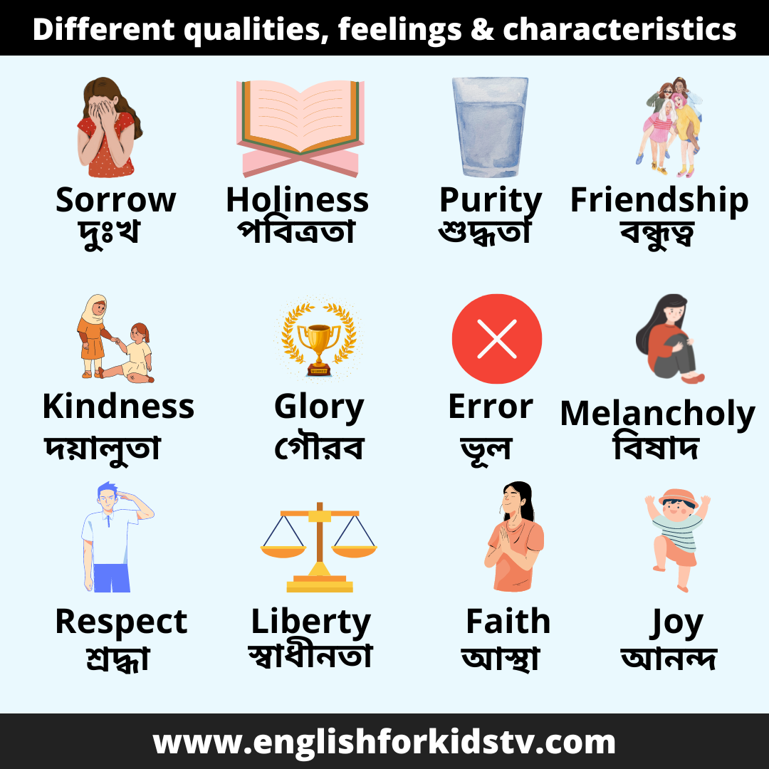 Different qualities, feelings & characteristics for kids