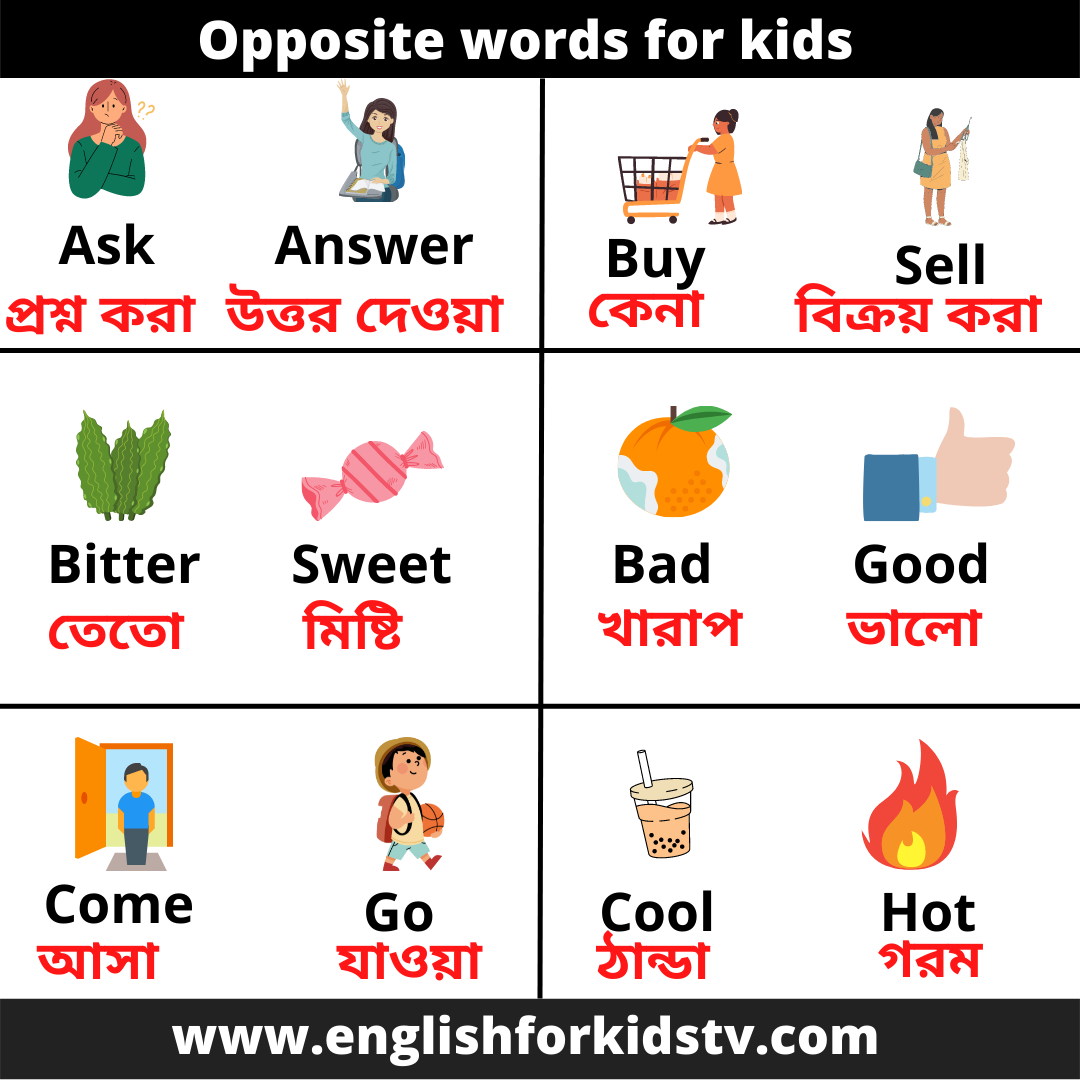 Opposite words for kids