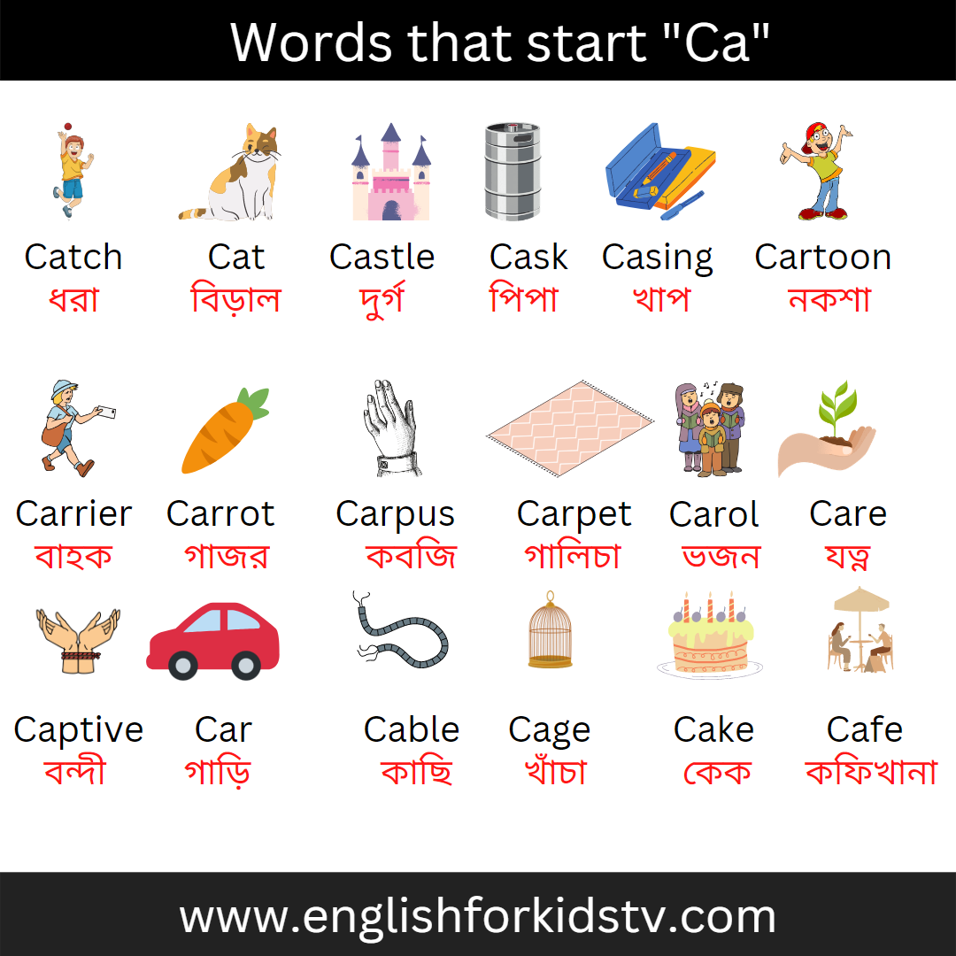 List of words "Ca" for kids