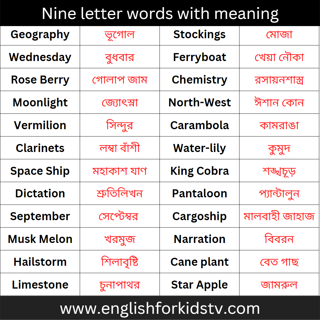 Nine letter words with meaning