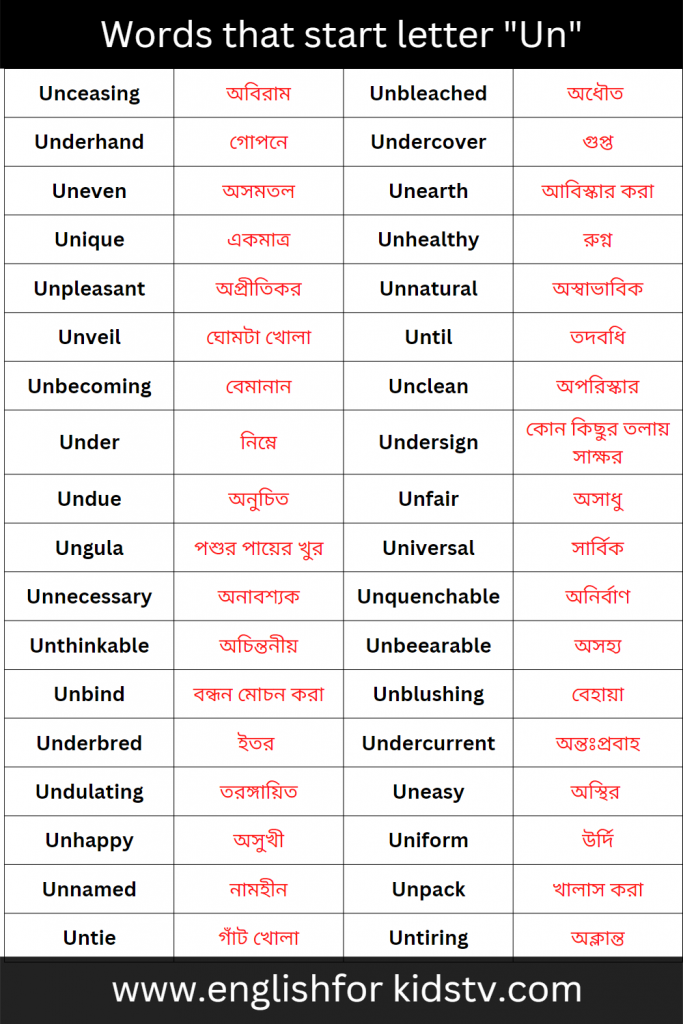 Words that start letter "UN"