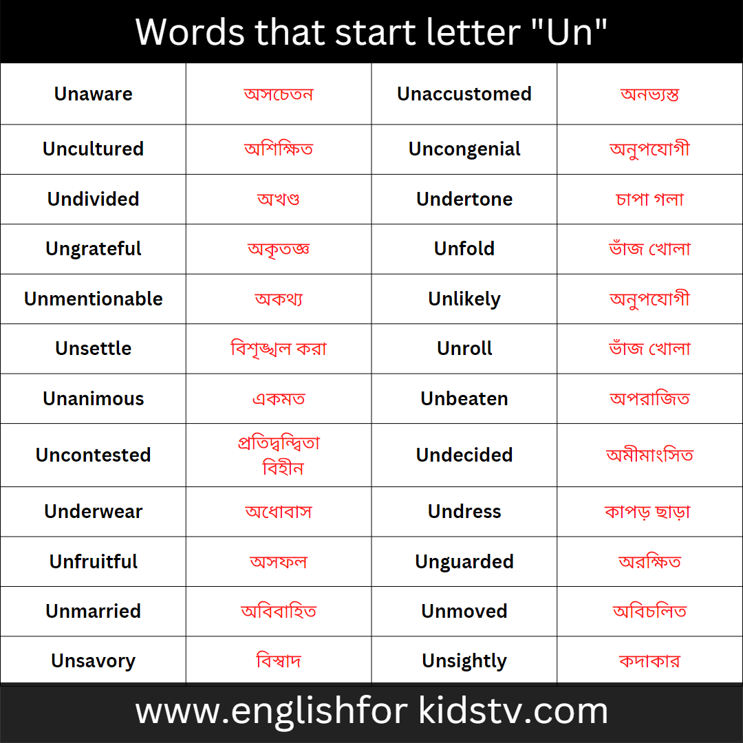 Words that start letter "UN"