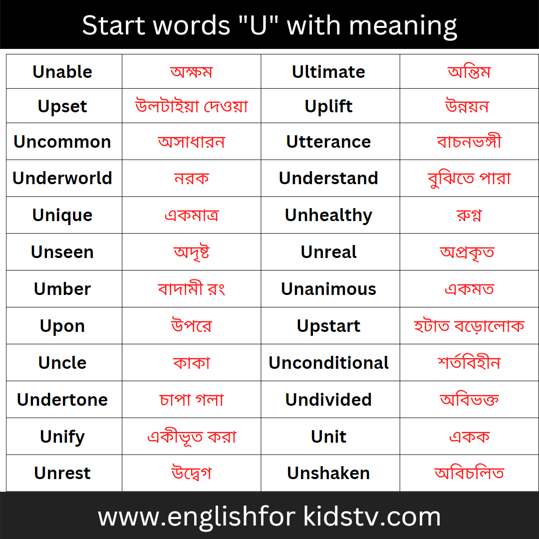 Start words "U" with meaning