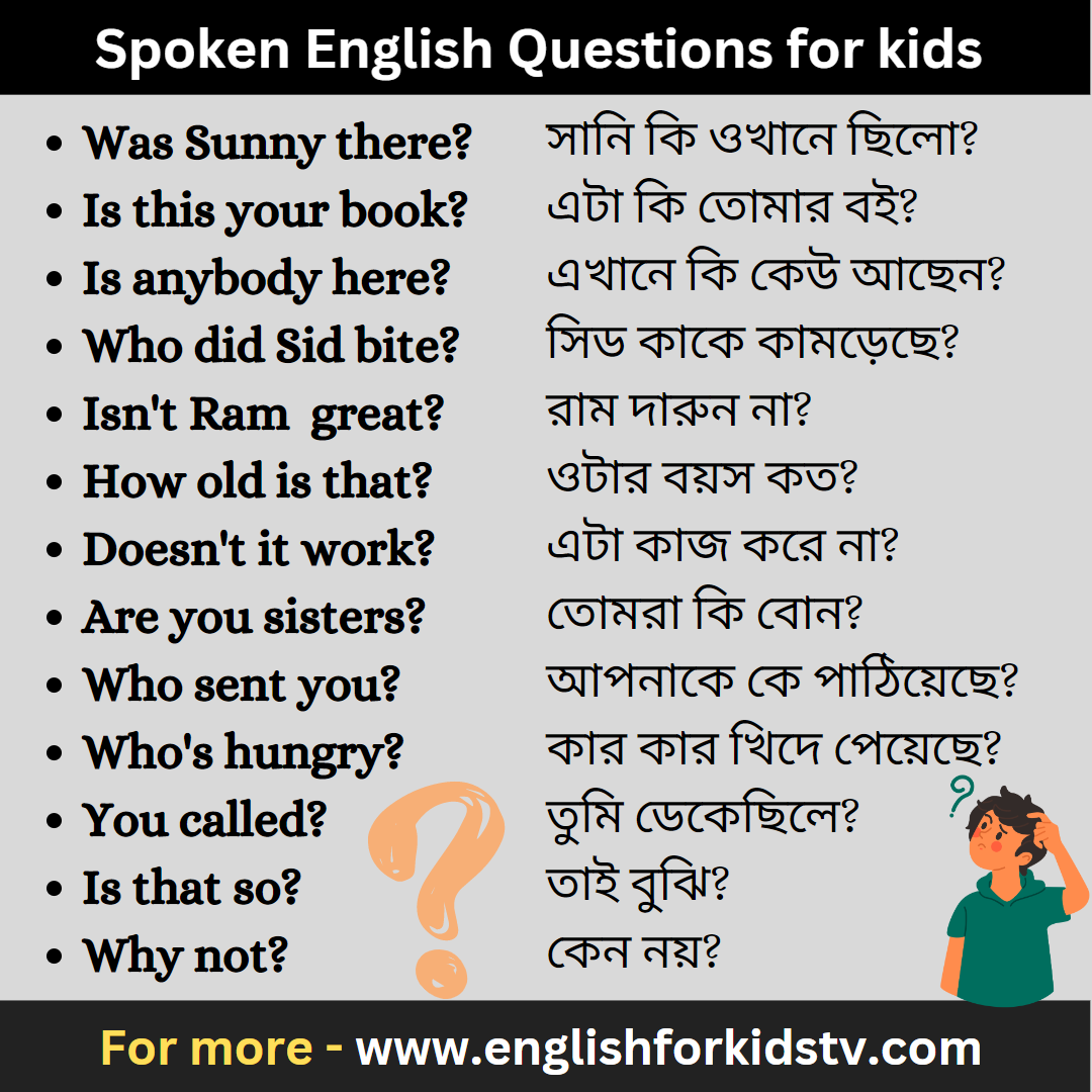 Spoken English Questions for kids