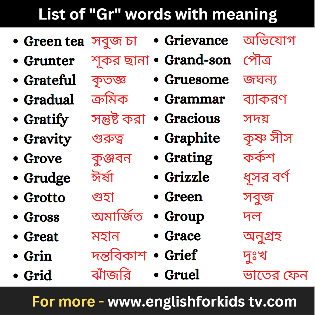 List of "Gr" words with meaning