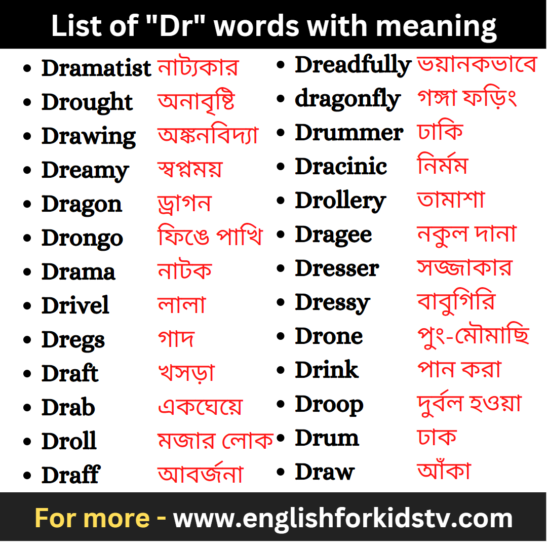 List of "Dr" words with meaning