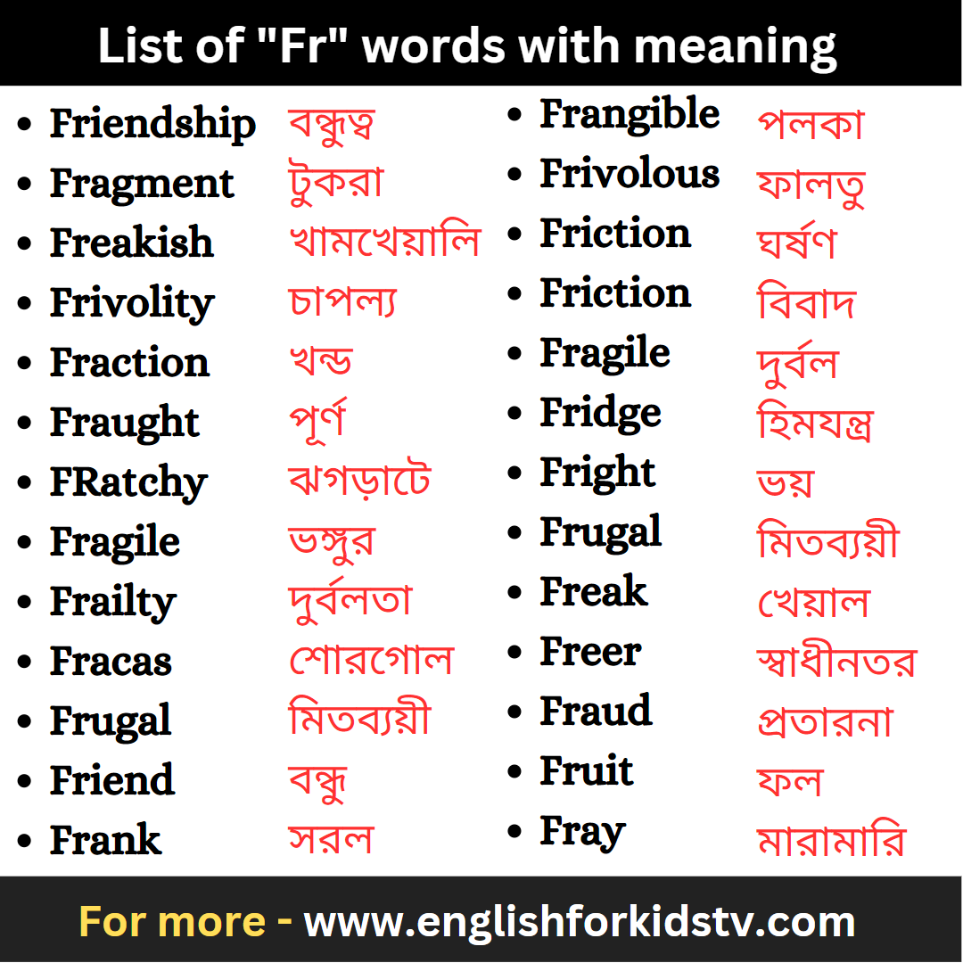 List of "Fr" words with meaning