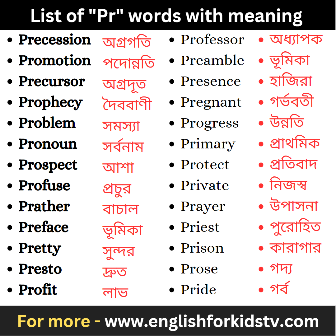 List of "Pr" words with meaning