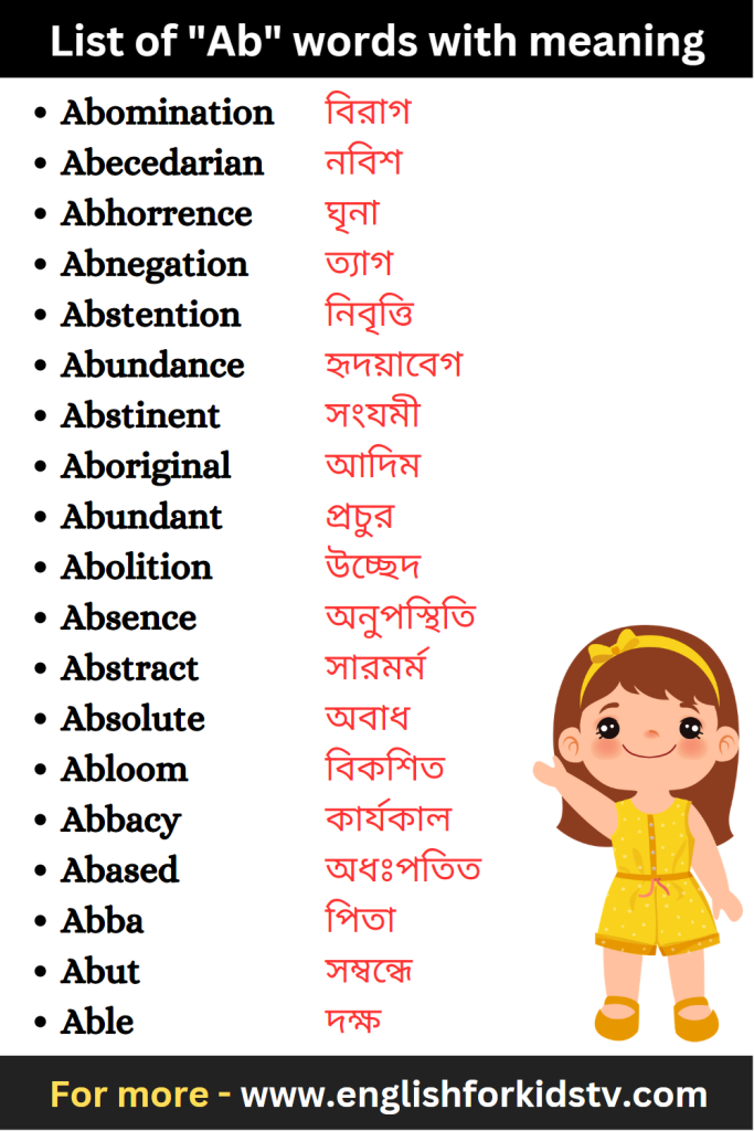 List of "Ab" words with meaning