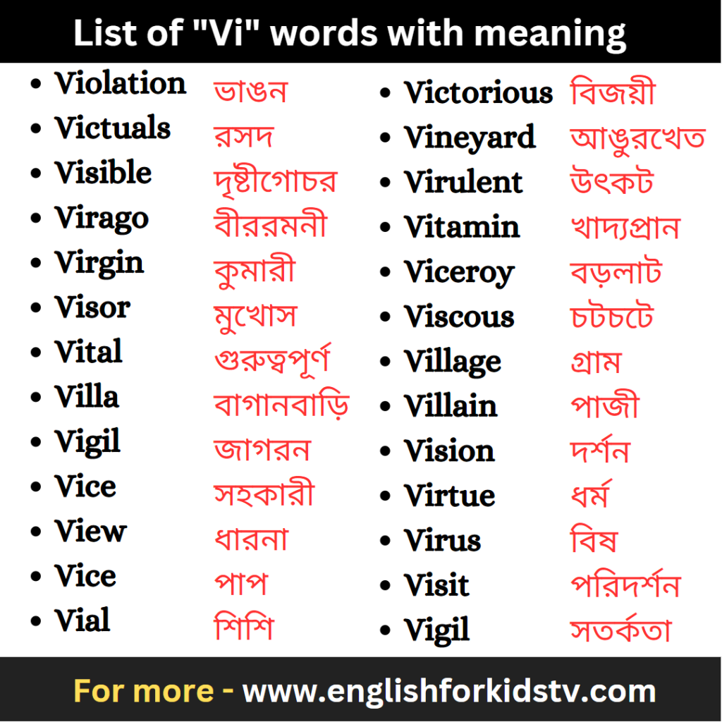 Make 5 Words Start With Vi
