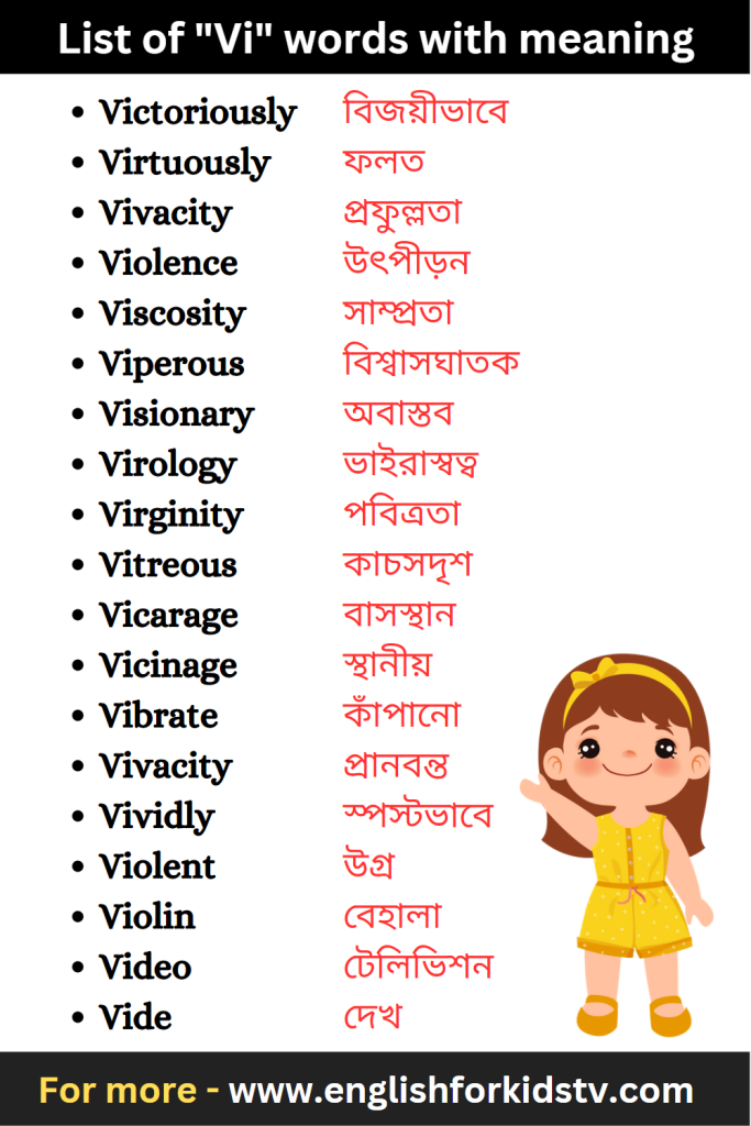 List of "Vi" words with meaning