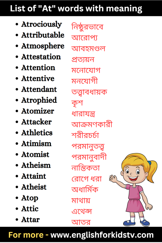 List of "At" words with meaning