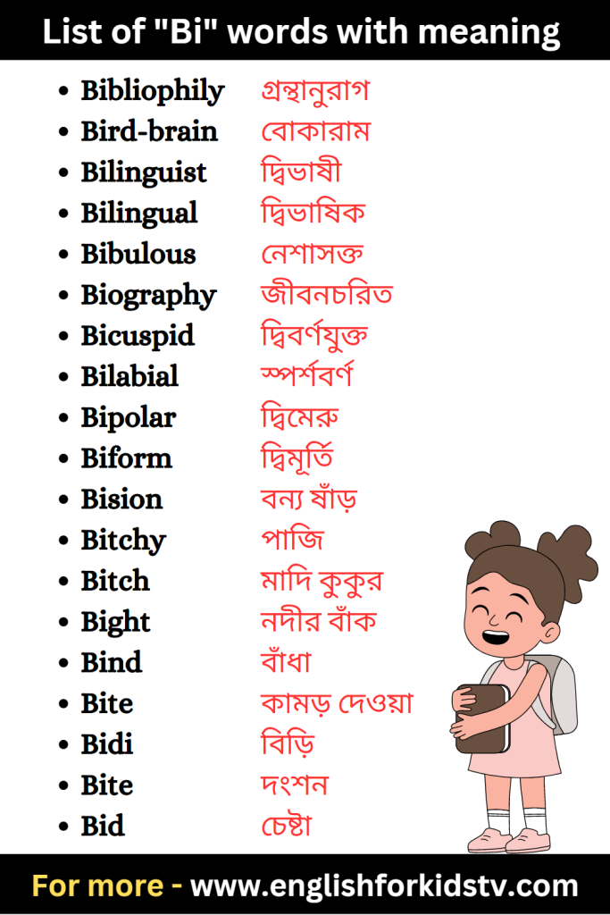 List of "Bi" words with meaning