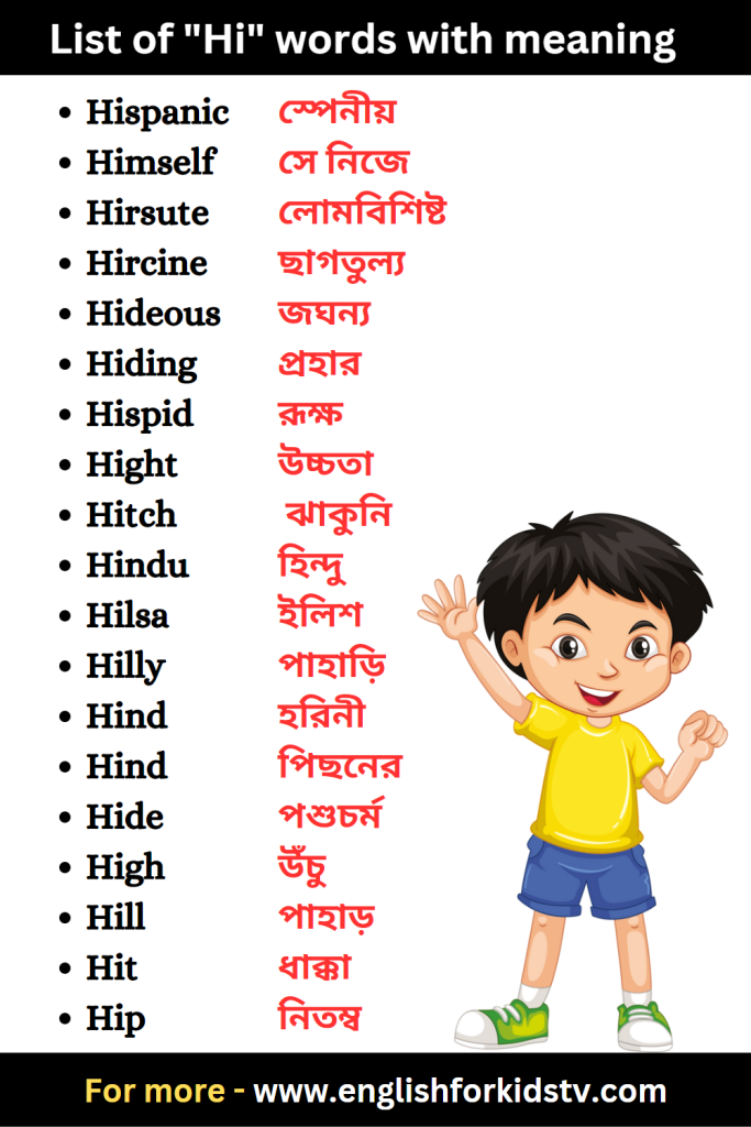 List of "Hi" words with meaning