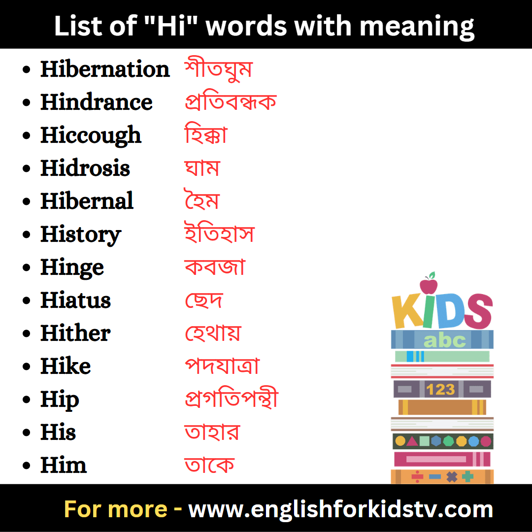 List of "Hi" words with meaning